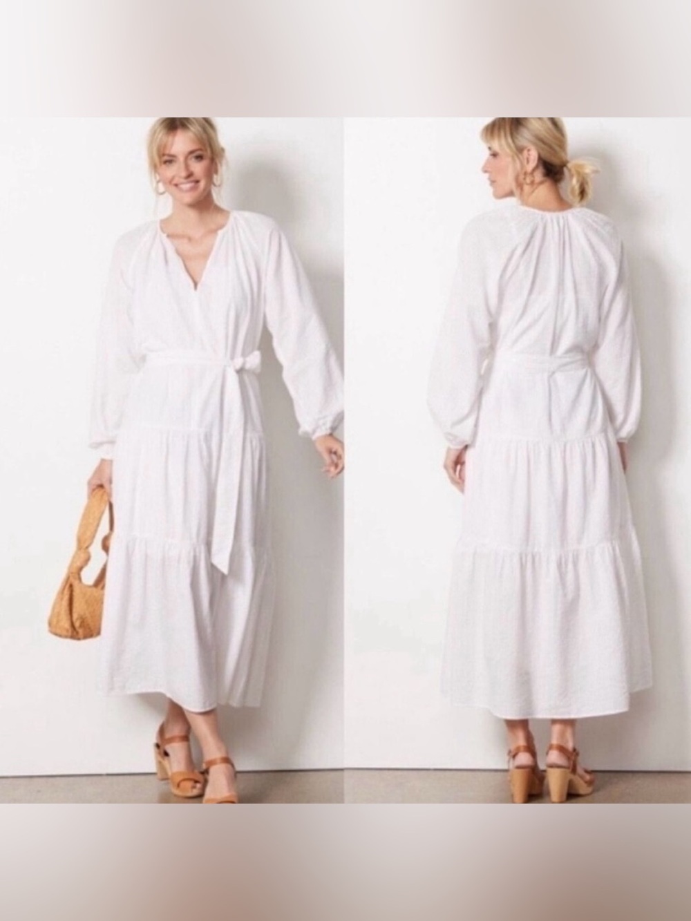 Evereve Roan + Ryan 100% Cotton Tiered Josephina Maxi Dress In White Size S